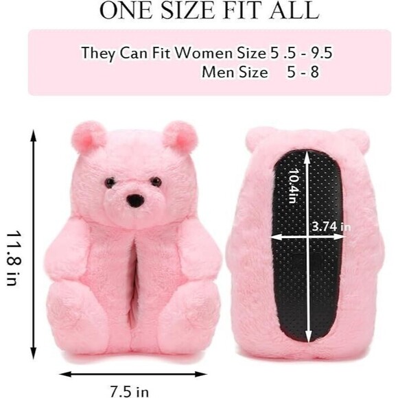 Teddy Bears Slippers Women Fluffy Shoe Cute House Animal Slippers Fuzzy Green - Picture 2 of 6